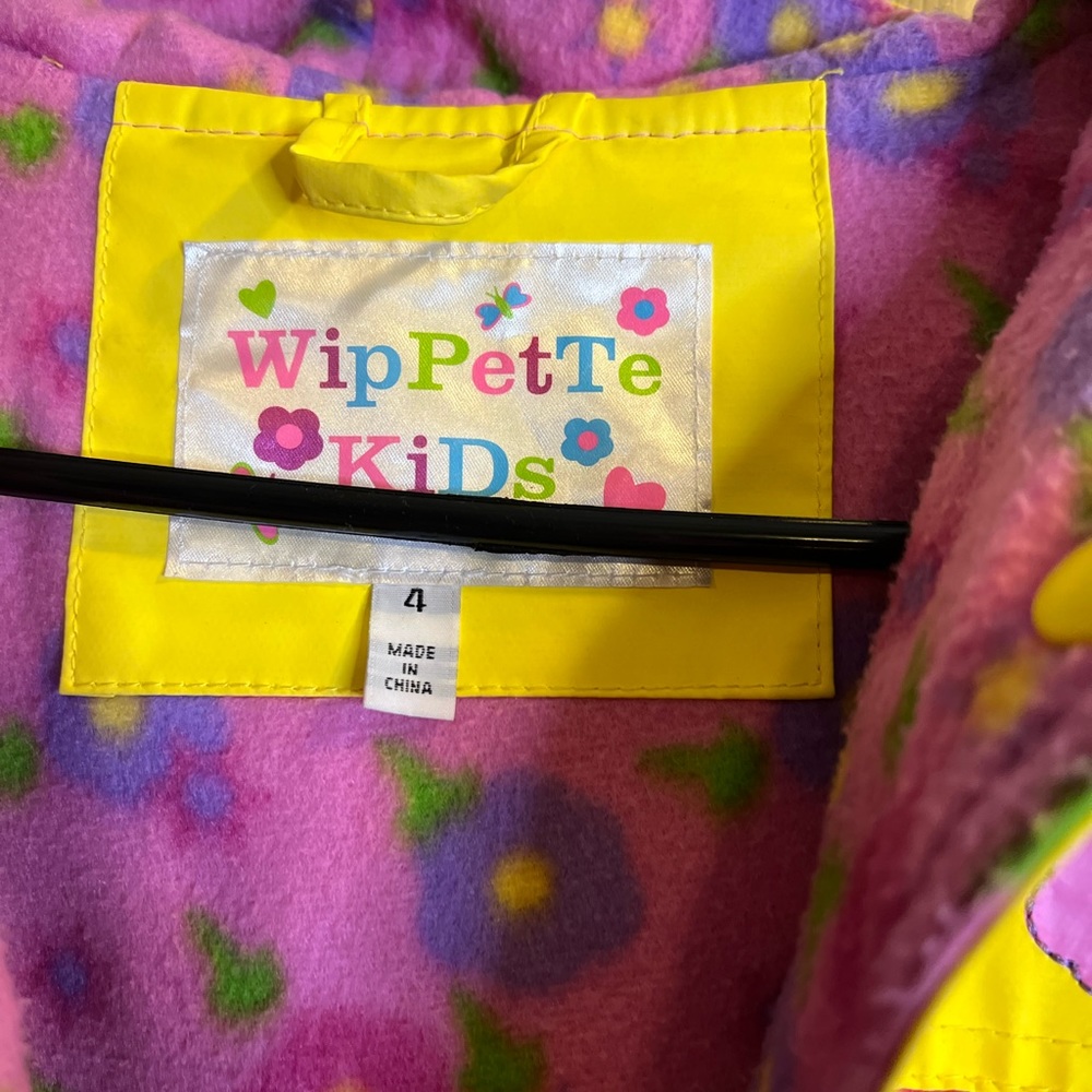 Beautiful Flowers, Wippette Kids Bright Yellow Kids Rain Jacket size 4 - Picture 6 of 7
